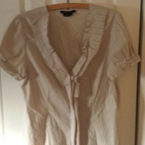 BCBC Max Azria Ruffle Collar Short Sleeve Blouse